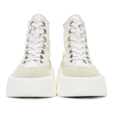 Shop Mm6 Maison Margiela White Platform High Sneakers In H8499 White