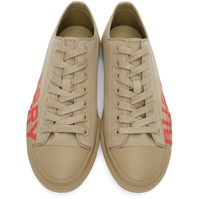 Shop Burberry Khaki Larkhall Sneakers In Honey