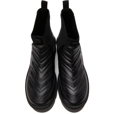 Shop Gucci Black Matelassé Chelsea Boots In 1000 Nero/nero/nero/