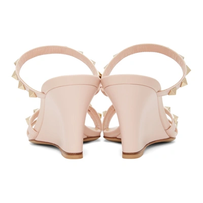 Shop Valentino Pink Rockstud Wedge Heeled Sandals In 16q Rose Q