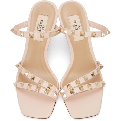 Shop Valentino Pink Rockstud Wedge Heeled Sandals In 16q Rose Q