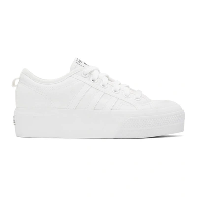 Shop Adidas Originals White Nizza Platform Sneakers In Ftwr White/ftwr Whi
