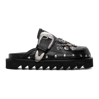 Shop Toga Black Leather Buckle Loafers