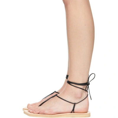 Black & Beige Foot The Coacher Edition Leather Lace-up Sandals