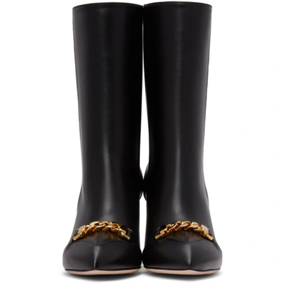 Shop Gucci Black Sylvie Chain Boots In 1000 Black