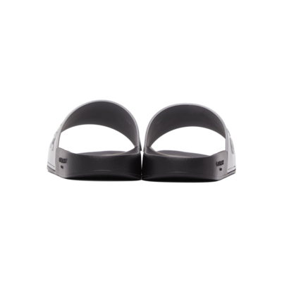 Shop Givenchy Silver Logo Flat Sandals In 040-silver Grey
