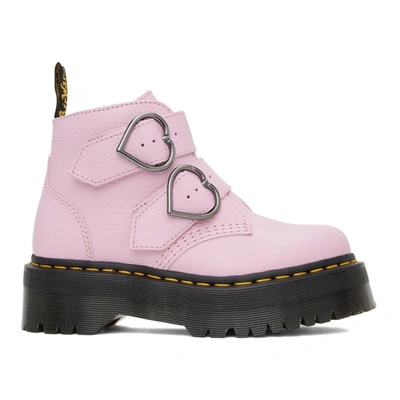 Dr. Martens Womens Pale Pink Devon Heart Buckle Leather Platform Boot 5 |  ModeSens