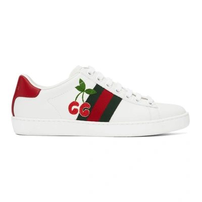 Shop Gucci Off-white Cherry Ace Sneakers In 9065 White