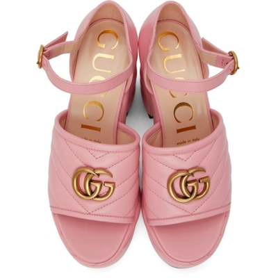 Shop Gucci Pink Matelassé Platform Heeled Sandals In 5815 Wild Rose