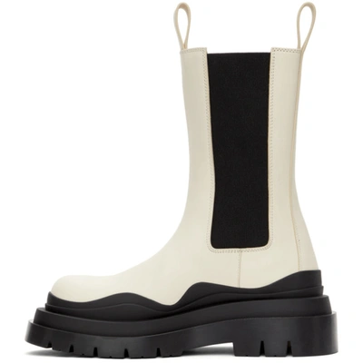 Shop Bottega Veneta Off-white & Black 'the Tire' Boots In 9049 Seasal