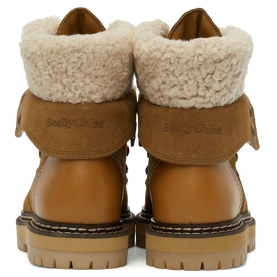 Shop See By Chloé Tan Shearling Eileen Ankle Boots In 221 Tan
