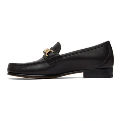 Shop Gucci Black Leather Sylvie Chain Loafers In 1000 Black