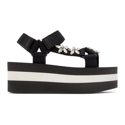Shop Marni Black Embellished Platform Sandals In 00n99 Black