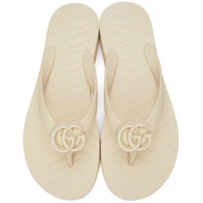 Shop Gucci Off-white Gg Chevron Sandals In 9022 Mystic White