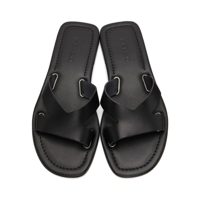Shop Kenzo Black Opanka Flat Sandals In 99 Black