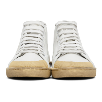 Shop Saint Laurent White Court Classic Sl/39 Mid Sneakers In 9377 Owhite