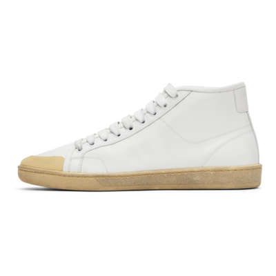 Shop Saint Laurent White Court Classic Sl/39 Mid Sneakers In 9377 Owhite