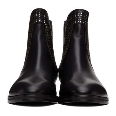 Shop Alaïa Black Vienne Motif Chelsea Boots In 959 Black/gold
