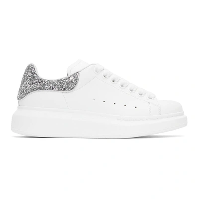 Shop Alexander Mcqueen Ssense Exclusive White & Silver Oversized Sneakers In 9071 Silver