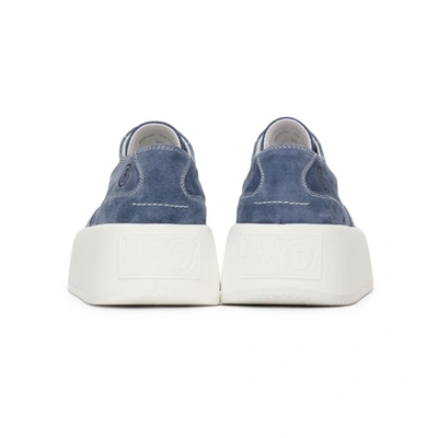 Shop Mm6 Maison Margiela Blue Suede Platform Sneakers In T6023 Moonlight Blu