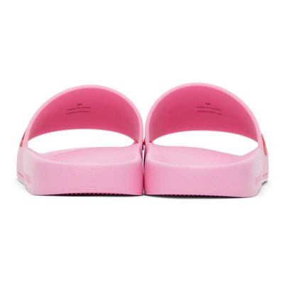Shop Burberry Pink Furley Slides In Bubble Gum Pink