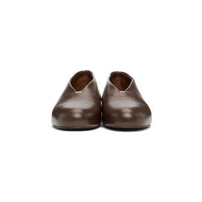 Shop Lemaire Brown Stitch Slippers In 468 Dark Earth