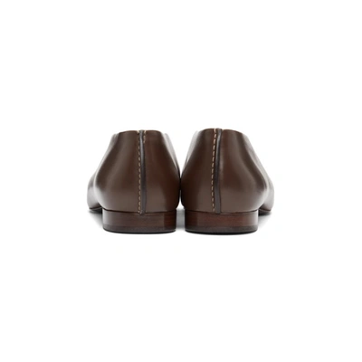 Shop Lemaire Brown Stitch Slippers In 468 Dark Earth