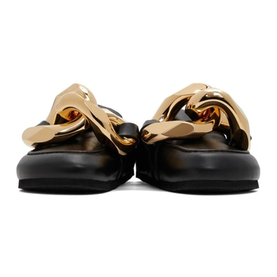 JW ANDERSON BLACK LEATHER CURB CHAIN LOAFERS 
