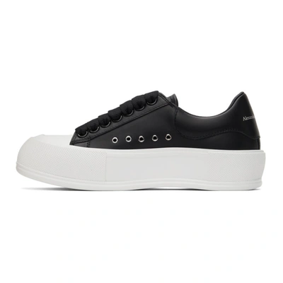 Shop Alexander Mcqueen Black & White Leather Deck Plimsoll Sneakers In 1070 Blk/blk/white