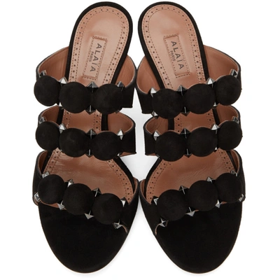 Shop Alaïa Black Suede Heeled Sandals In 999 Black