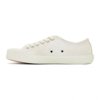 Shop Maison Margiela Off-white Linen Painted Tabi Sneakers In H8623 White Sand/wh