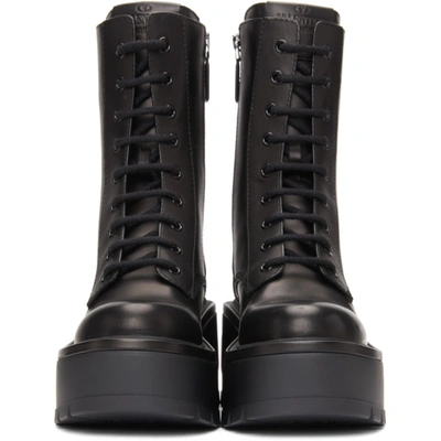Shop Valentino Black  Garavani Vlogo Platform Combat Boots In 0no Blk/blk