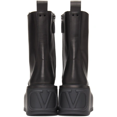 Shop Valentino Black  Garavani Vlogo Platform Combat Boots In 0no Blk/blk