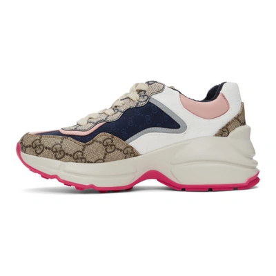 Shop Gucci Multicolor Gg Rhyton Sneakers In Blue/beige