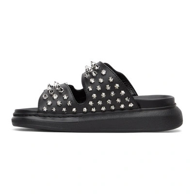 Shop Alexander Mcqueen Black Studded Double Strap Sandals In 1081 Blk/sil