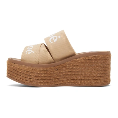 Shop Chloé Beige Woody Wedge Heeled Sandals In 275 Soft Ta