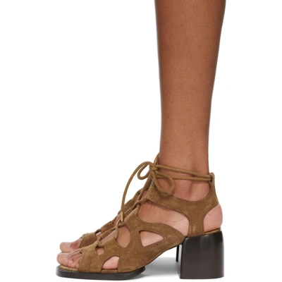 Shop Chloé Tan Suede Gaile Heeled Sandals In 246 Cognac Brown