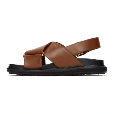 Shop Marni Black & Brown Fussbett Sandals In 00m29 Maroo