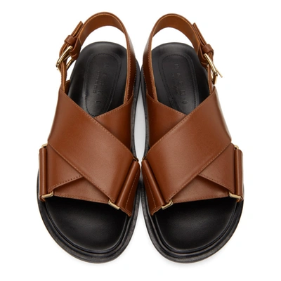 Shop Marni Black & Brown Fussbett Sandals In 00m29 Maroo