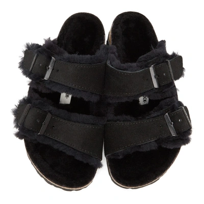 Shop Birkenstock Black Shearling & Suede Arizona Fur Sandals