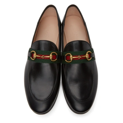 Shop Gucci Black Leather Brixton Loafers In 1060 Black/