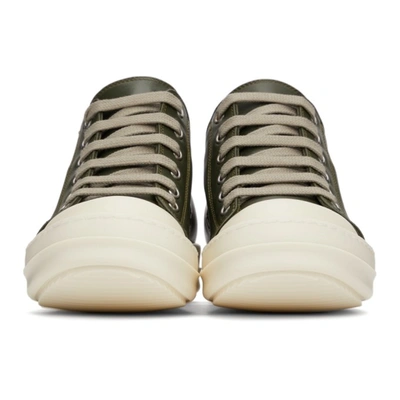 Rick Owens Green Grained Leather Low Sneakers In 15111 Green Milk