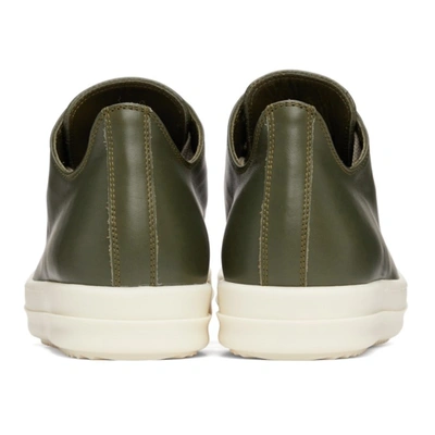 RICK OWENS GREEN GRAINED LEATHER LOW SNEAKERS 