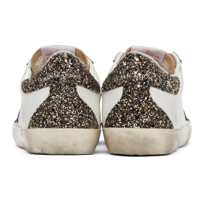 Shop Golden Goose White & Gold Glitter Super-star Sneakers