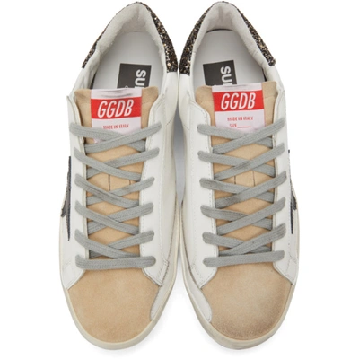 Shop Golden Goose White & Gold Glitter Super-star Sneakers