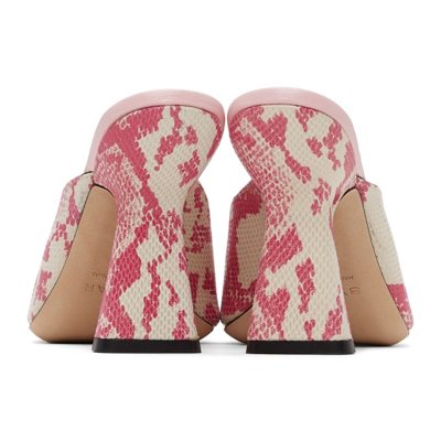 Shop By Far Pink Snake Zaya Heeled Sandals In Cyc Cyclamen