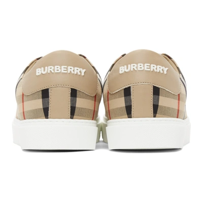 Shop Burberry Beige Vintage Check Albridge Sneakers In Archive Bei