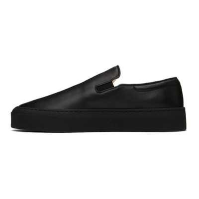 Shop The Row Black Leather Marie H Slip-on Sneakers