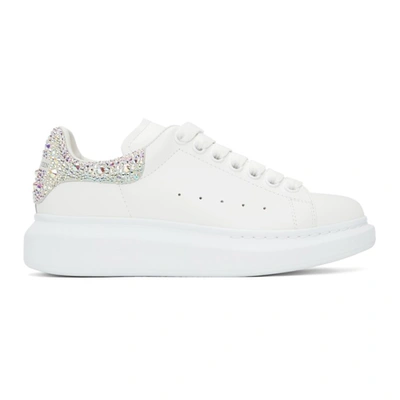 Women's Oversized Crystal Embellished Heel Sneakers In White White Crystall