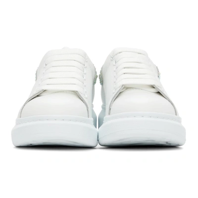 Shop Alexander Mcqueen White Crystal Oversized Sneakers In 9069 White/white